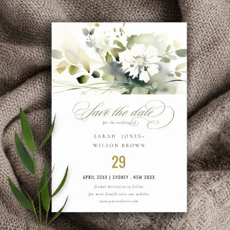Save The Date Boho moderne Abstrait vert blanc Mariage floral