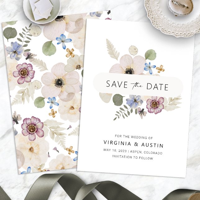 Save The Date Boho Moderne Faire Part de Date (Boho Modern Watercolor Floral Save The Date by Painted Paperie
)
