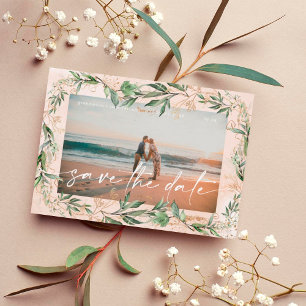 Save The Date Boho Moderne Golden Eucalyptus Verdure Sa Abstrait