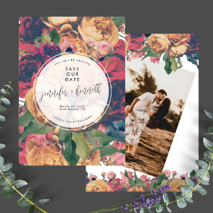 Save The Date Boho moderne Roses Vintages Editable Photo