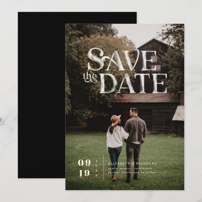 Save The Date Boho moderne simple | Photo Enregistrer la date (Devant / Derrière)
