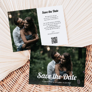 Save The Date Boho noir et blanc   Deux photos et code QR
