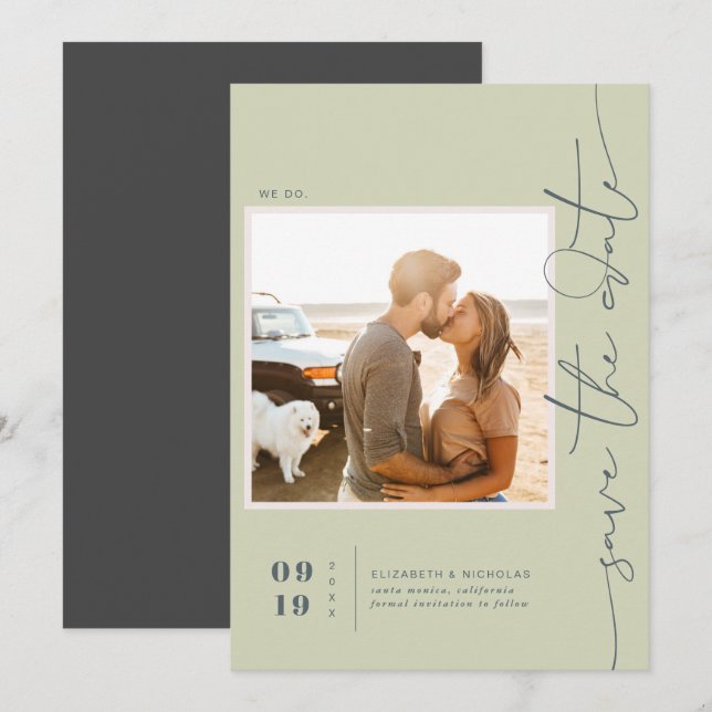 Save The Date Boho Ocean Glass moderne | Photo Enregistrer la da (Devant / Derrière)