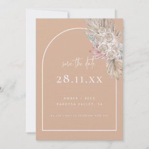 Save The Date Boho Palm Feuilles Floral Blush Arche moderne