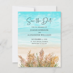 Save The Date Boho Pampas Grass Beach Mariage de scène