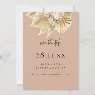 Save The Date Boho Pampas Grass Floral Flush Pink