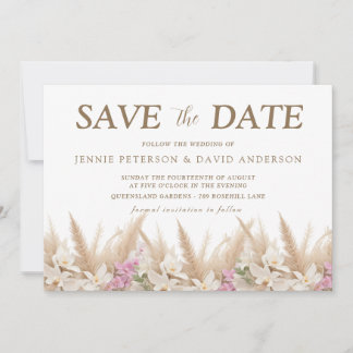 Save The Date Boho Pampas & Orchid Enregistrer le Mariage de la