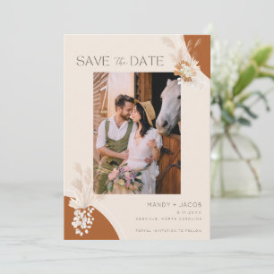 Save The Date Boho Pampas Photo Mariage bohémien