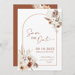 Save The Date Boho Pampas Terracotta Rust Enregistrer La Date