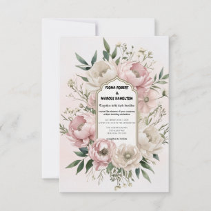 Save The Date Boho Peonies Blush & Ivory Floral Mariage