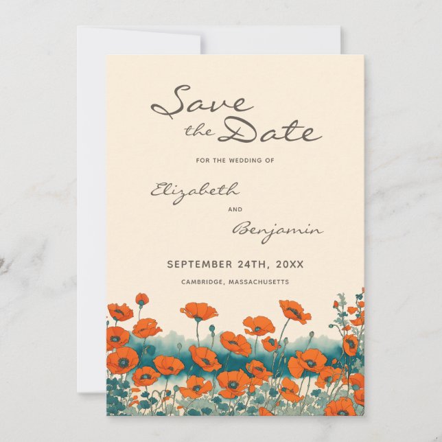 Save The Date Boho Photo Floral Fleur sauvage Rustic QR code (Devant)