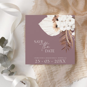 Save The Date Boho Plum violet blanc Pampas Grass Mariage