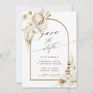 Save The Date Boho Protea Pampas Grass Floral Mariage Photo