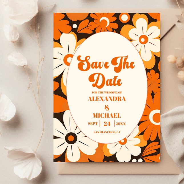 Save The Date Boho Retro Floral Mariage (Créateur téléchargé)
