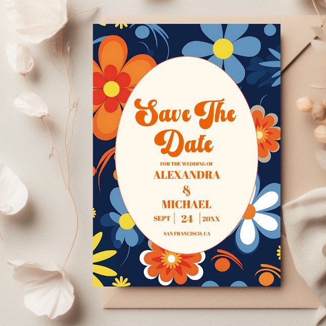 Save The Date Boho Retro Floral Mariage (Créateur téléchargé)