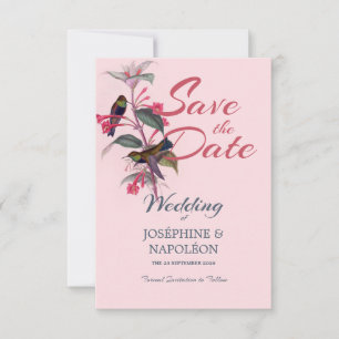 Save The Date Boho rose clair art déco floral & oiseaux