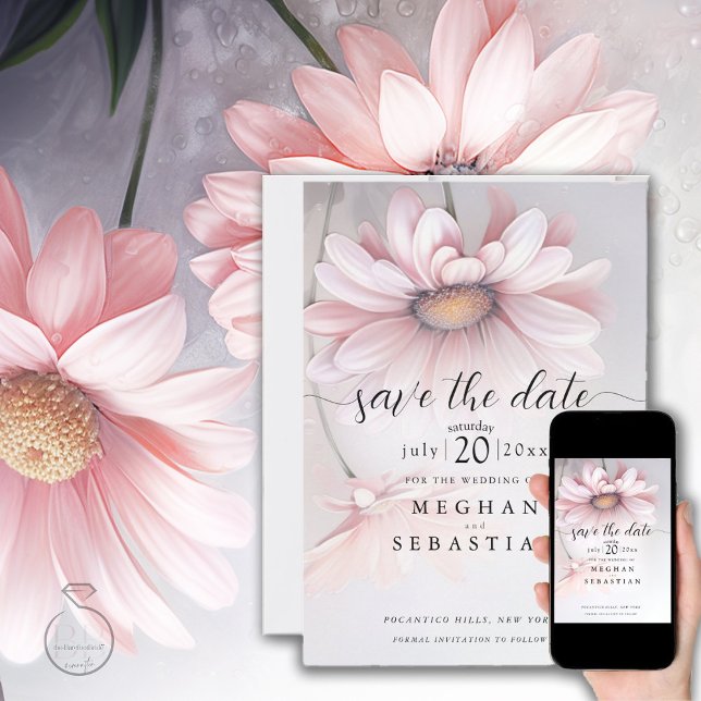 Save The Date Boho Rose Daisy 2 (Créateur téléchargé)