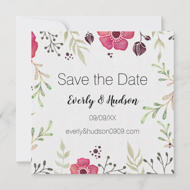 Save The Date Boho rose floral Enregistrer la date (Devant)