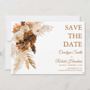 Save The Date Boho Rouille Et Pampas Grass Élégant