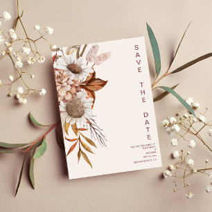 Save The Date Boho Rust Terracotta Mariage Fleurs de ventilateur