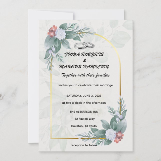 Save The Date Boho Rustic Floral & Mariage élégant Enregistrer l (Devant)
