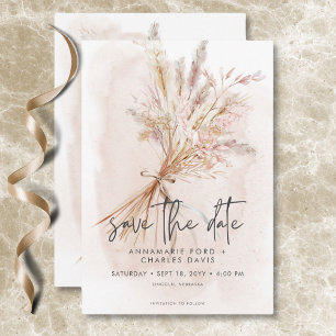 Save The Date Boho Rustic Pampas & Mariage de bouquet d'herbe sé