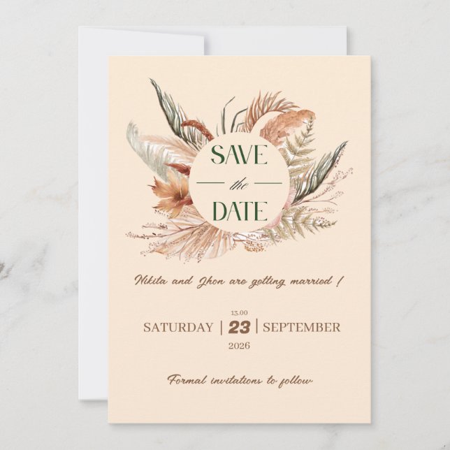 Save The Date Boho rustique Enregistrer la date (Devant)