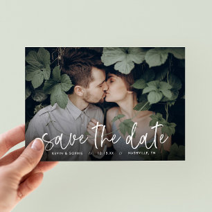 Save The Date Boho Script Photo Overlay Enregistrer la date