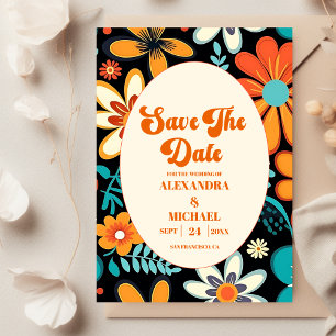 Save The Date Boho Seventies Mariage Floral rétro