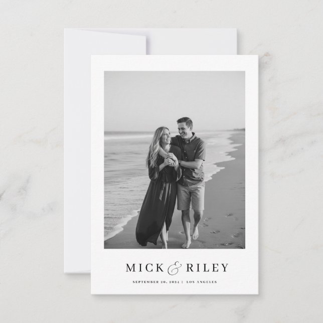 Save The Date Boho Simple Elegant Texte et Mariage photo (Devant)