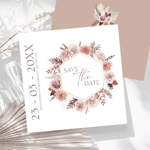 Save The Date Boho Terracotta Neutral Floral Mariage