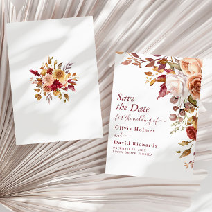 Save The Date Boho Terracotta Orange Brûlé Floral Mariage