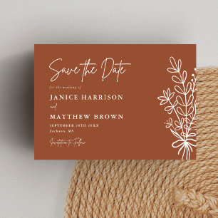 Save The Date Boho Terracotta Orange Brûlé Mariage Rustique