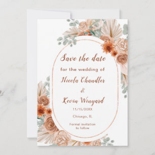 Save The Date Boho Terracotta Pampas Grass Enregistrer la date