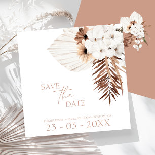 Save The Date Boho Terracotta Pampas Grass Orchid Mariage