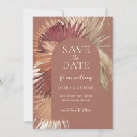 Boho Tropical Fan Palms Wedding Enregistrer la dat