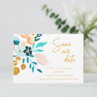 Boho Turquoise bleu floral main peint romantique