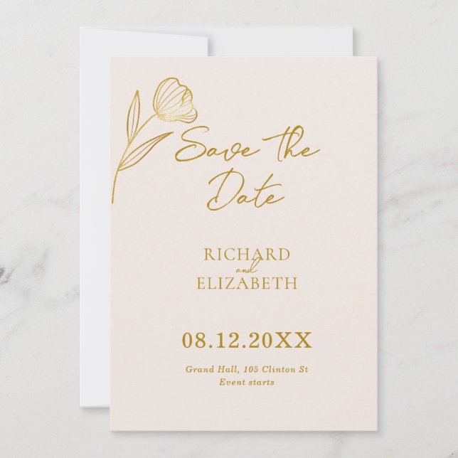 Save The Date Boho végétal Mariage minimal (Devant)