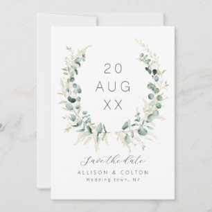 Save The Date Boho vert de sauge rustique eucalyptus