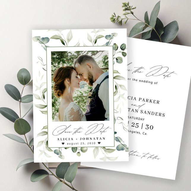 Save The Date Boho vert eucalyptus mariage (Créateur téléchargé)