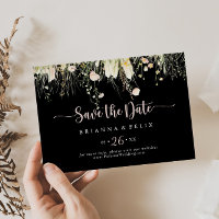 Boho vert Fleur sauvage noir Mariage horizontal