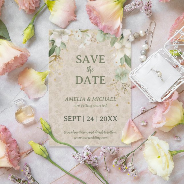 Save The Date Boho Vintage Floral Botanique (Créateur téléchargé)