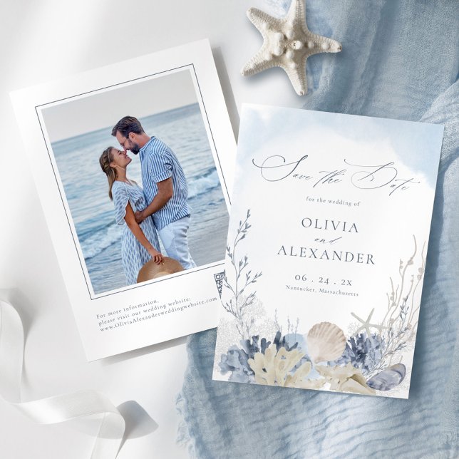 Save The Date Boho Watercolor Beach Wedding Photo (Créateur téléchargé)