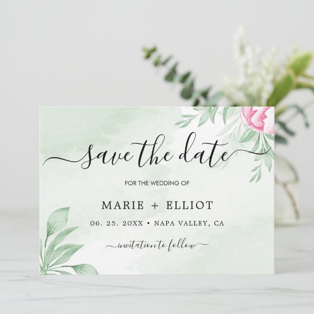 Save The Date Boho Watercolor Eucalyptus Mariage (Debout devant)