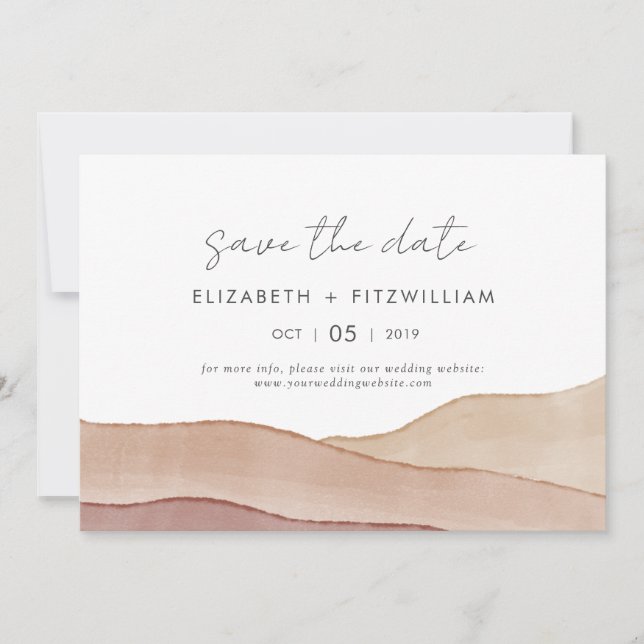 Save The Date Boho Watercolor Mariage Abstrait (Devant)