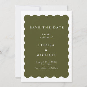 Save The Date Boho Wavy Bordure Vert Mariage Enregistrer La Date