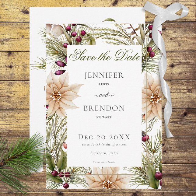 Save The Date Boho Winter Greenery Boughs (Créateur téléchargé)