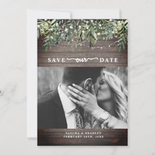 Save The Date Bois Botanique Chaîne Lumière Mariage photo