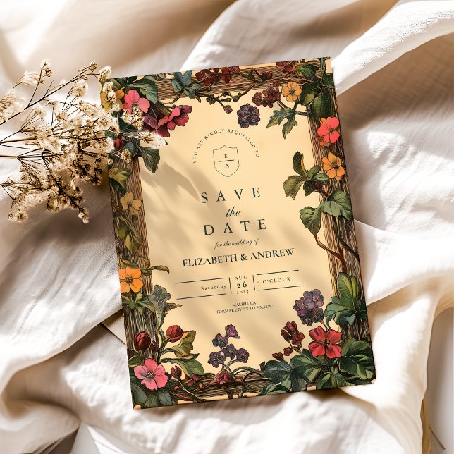 Save The Date Bois Floral Art Nouveau Mariage (Créateur téléchargé)