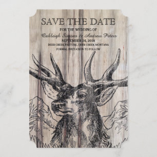 Save The Date Bois rustique   Deer Enregistrer la date